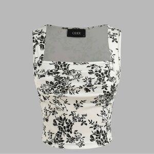 Cider Monochrome Floral Tank Top